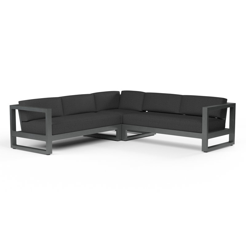 Canapé modulaire avec coussins Sunbrella Georgie, Tissage uni Sunbrella® Spectrum carbone