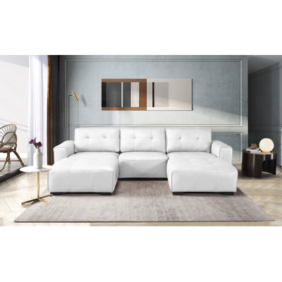 5 Piece Pu Leather Modular U-shape Couch With Two Ottomans