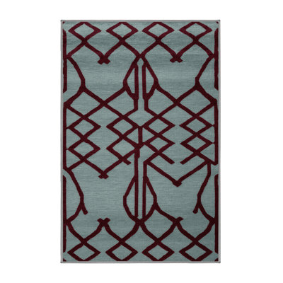 Machine Washable Trellis Gray Area Rug