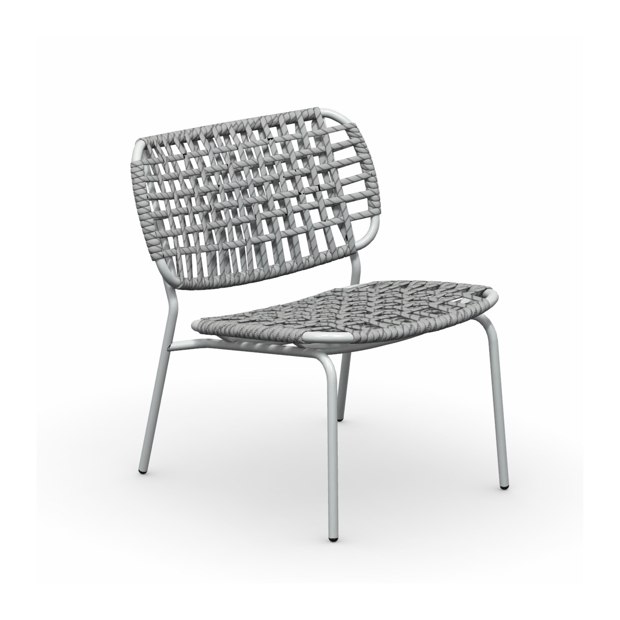 Yo Outdoor Lounge Chair with Woven Seat and Metal Frame, Matt Optic White