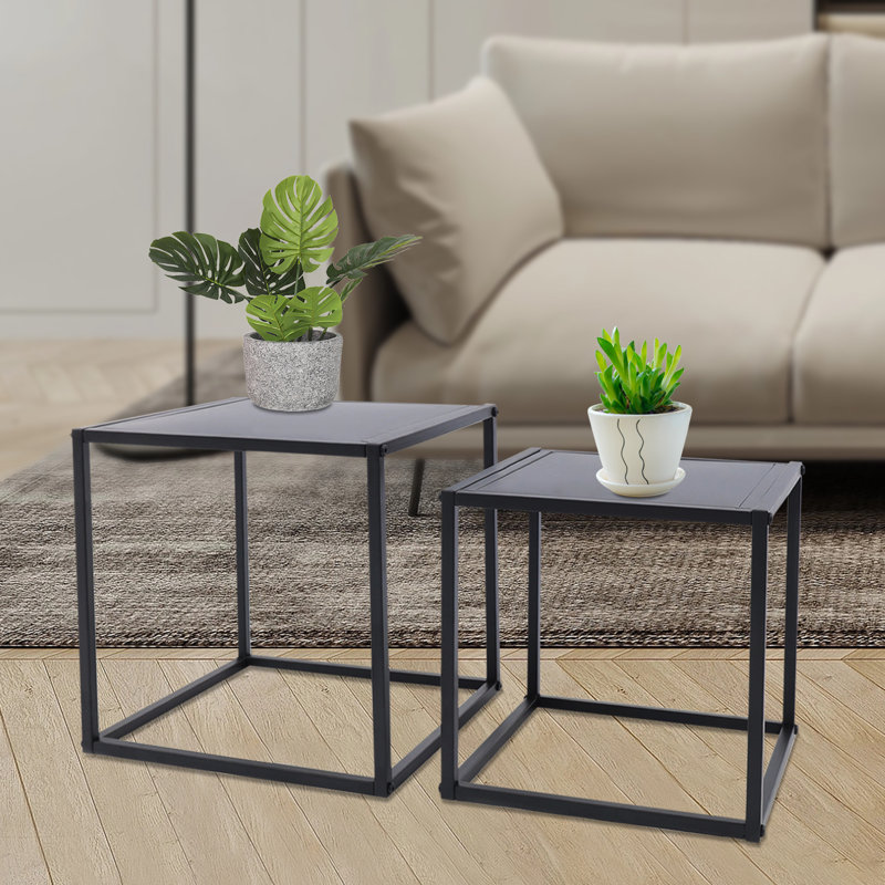 2 PCS Black Frame Nesting Tables