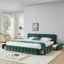 Très grand lit tapissier, cadre de lit rembourré confortable, tissu chenille, avec tête de lit et cadre de lit solide. Avec tiroir pour rangement - Vert (88,5 po x 85,5 po x 31 po)-789782917-789782914