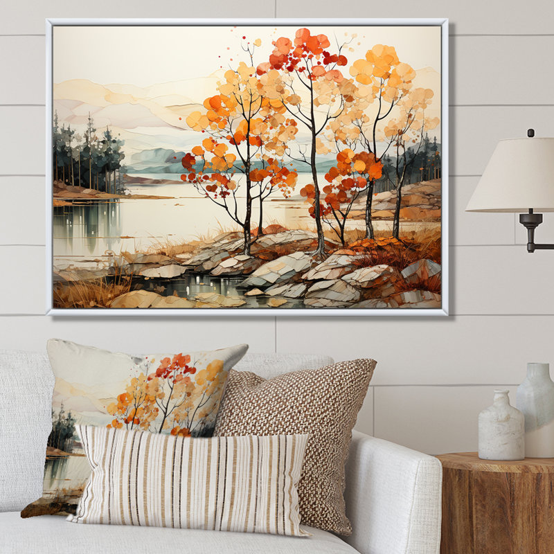 Doré doré d'un chêne I sur impression sur toile, H 30 po x l 40 po x P 1,5 po, Cadre flottant naturel
