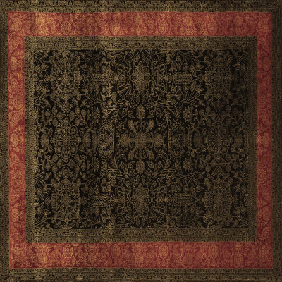 Tapis brun / noir en laine et en polyester tissé à la machine 7 pi x 7 pi Oriental