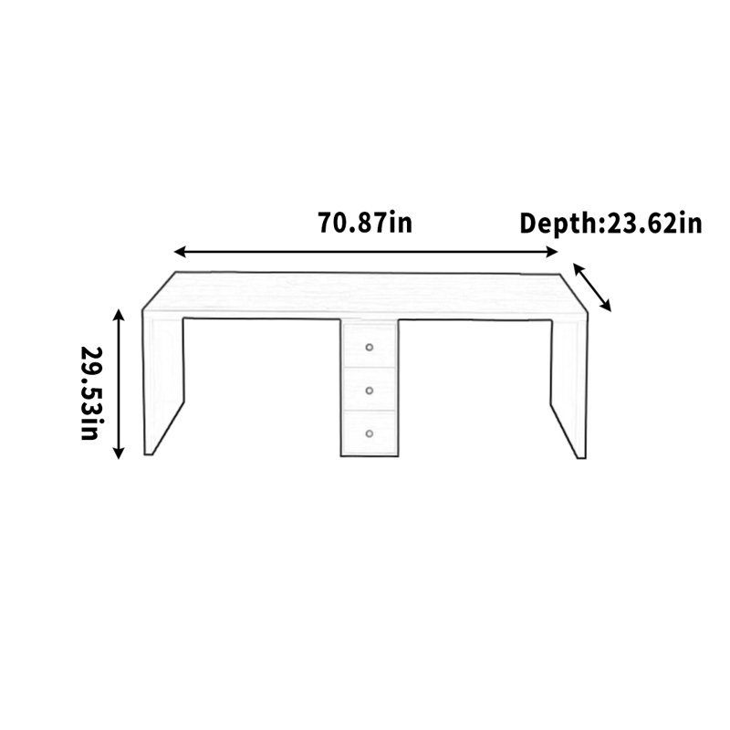 Writing Desk, 29.53" H x 70.87" W x 23.62" D