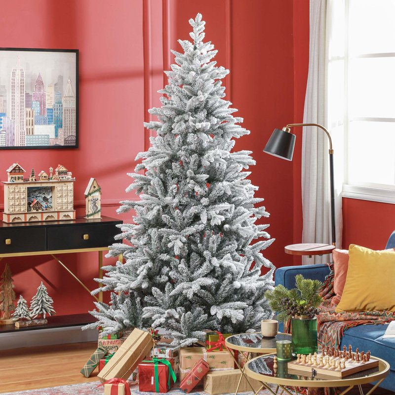 Arbre de Noël artificiel enneigé 7 pi avec 1401 pointes, support en métal pliable, assemblage facile, arbre de Noël articulé pour la maison, le bureau, les Fêtes