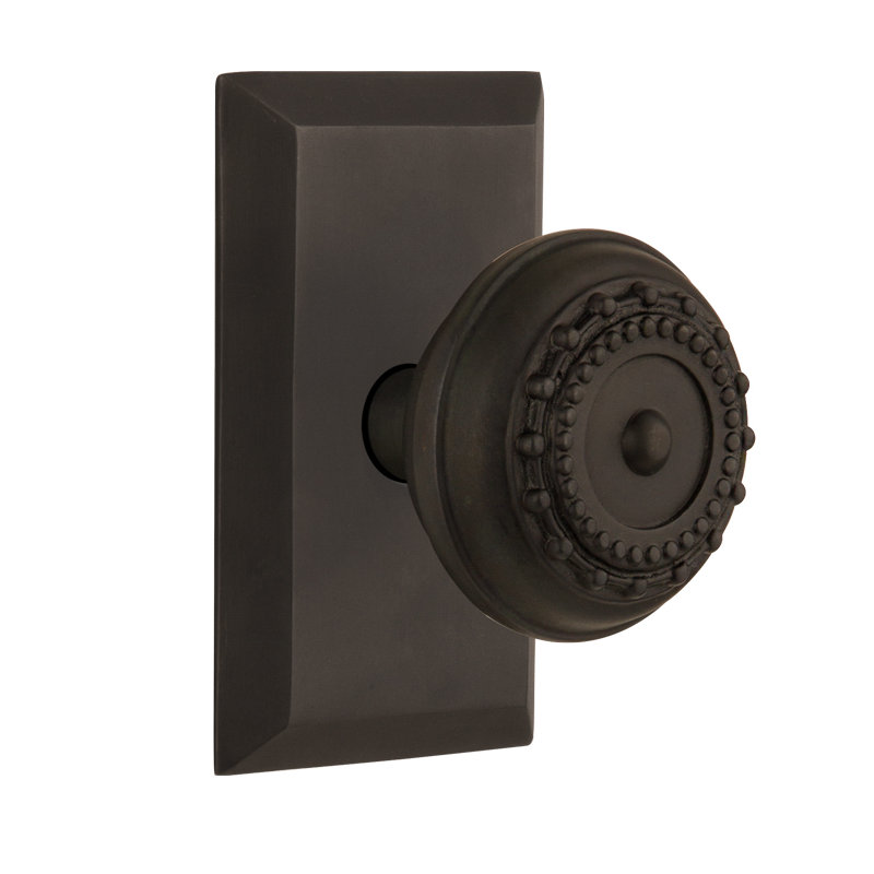 Poignée de porte Studio Plate avec Meadows, Bronze frotté à l'huile