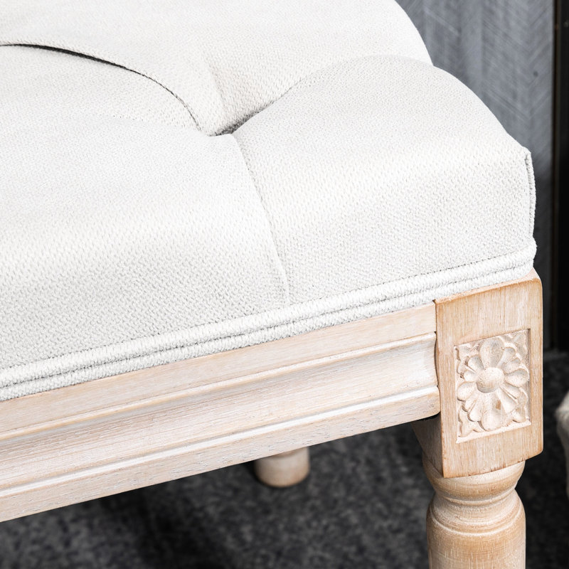 Siège de bout de lit 32 po, banc rembourré blanc crème avec chambre capitonnée, tissu respirant et fabrication