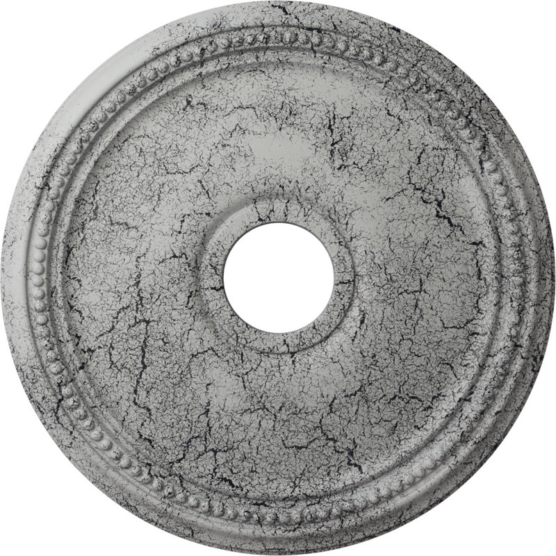 Endurathane Diane Ceiling Medallion, 18"OD x 3 5/8"ID x 1 1/8"P (Fits Canopies up to 5 3/8"), Hand-Painted Ultra Pure White Crackle Finish