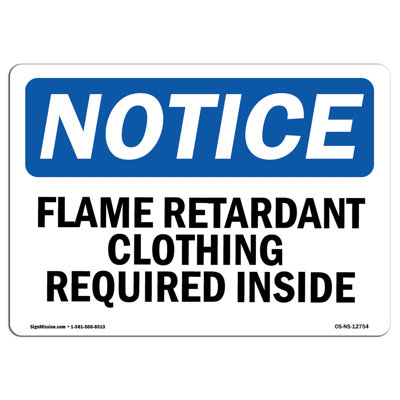 Vêtements ignifuges requis à l'intérieur