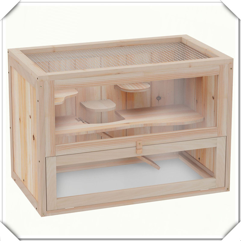 Cage à hamster à 2 niveaux avec petits animaux et échelle supérieure