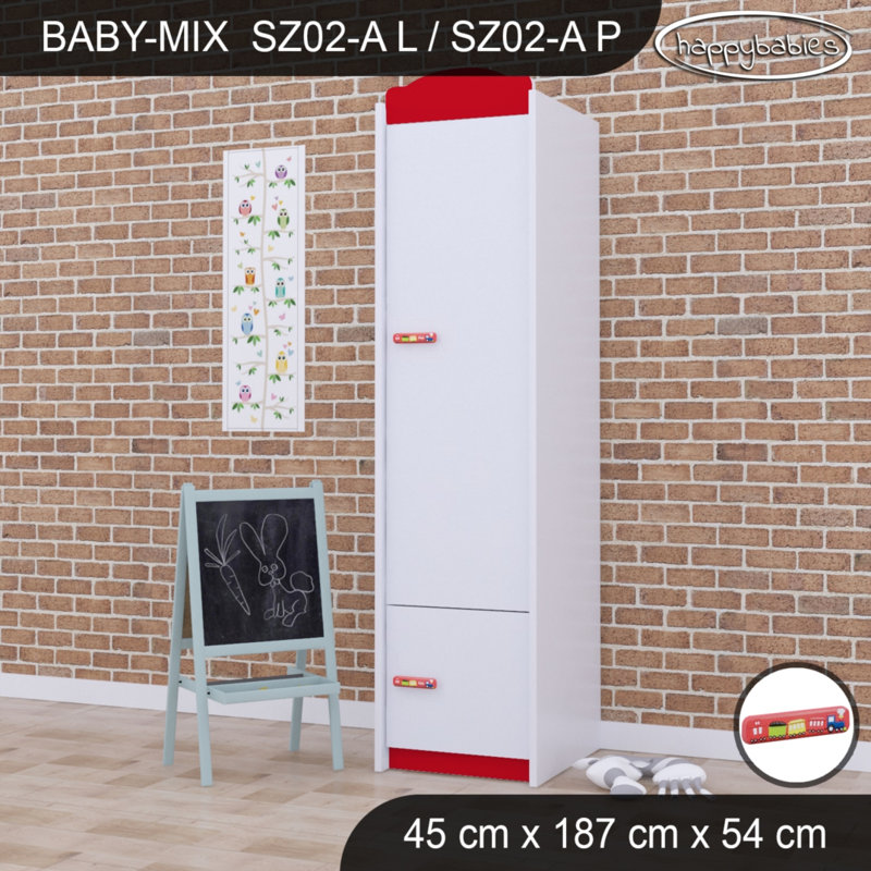 Baby Mix Train 2 Door Wardrobe, Red