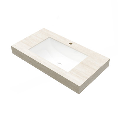 36" Pattern Sintered Stone Countertop and Undermount Ceramic Basin, No Cabinet, No Faucet and Drain