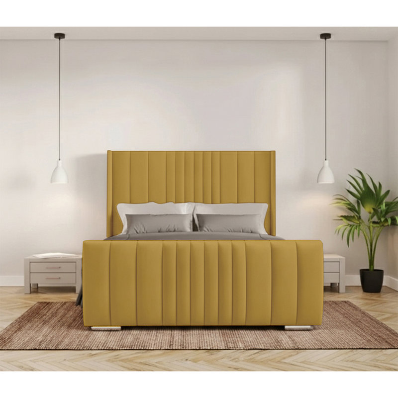 Schwamm Upholstered Bed Frame, Kingsize (5'), Turmeric