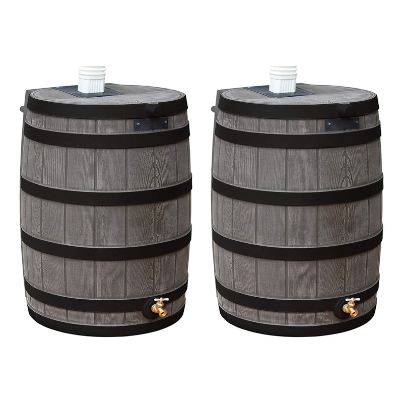 Good Ideas 50 Gallons Weather Resistant Polyethylene Drainable Dual Overflow Rain Barrel