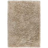 Diano Hand-Woven Shaggy Handmade Polyester Pile Area Rug with Brown, White, Silver Accents