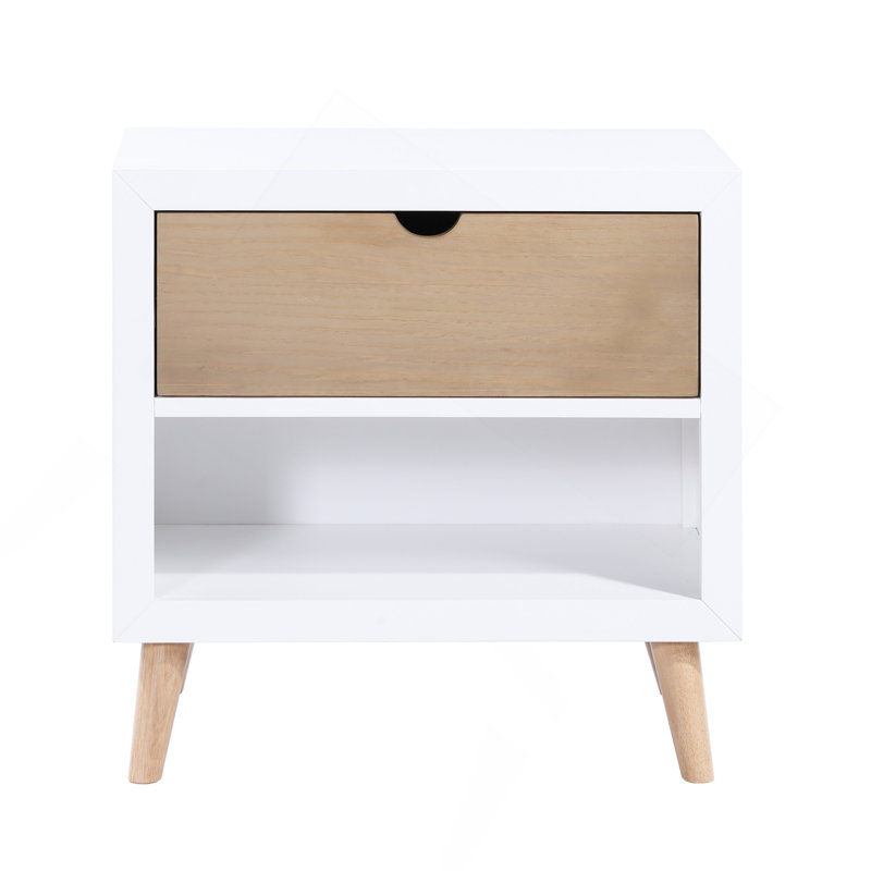 Ensemble de meubles de chambre à coucher avec tiroir et finition ouverte blanc et naturel 1pc