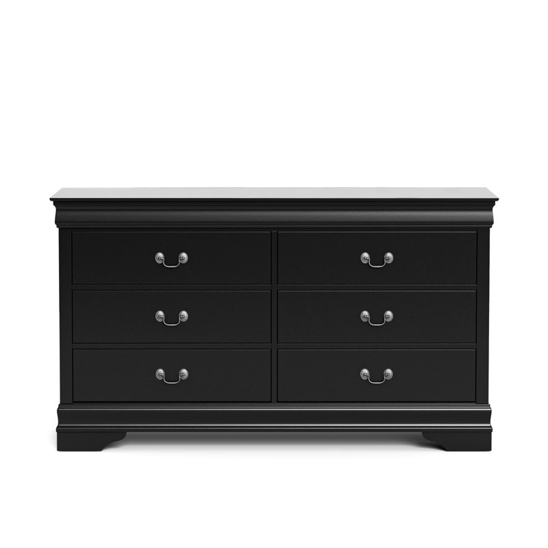 Commode en bois 6 tiroirs Aberdeen, Noir