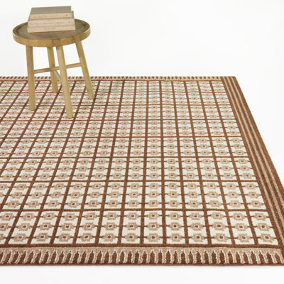 Tapis Pompeo Rust Boho à carreaux