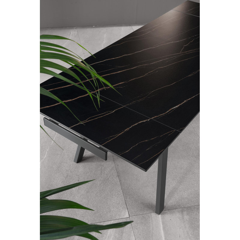 Daintin Extendable Metal Base Dining Table, Grey