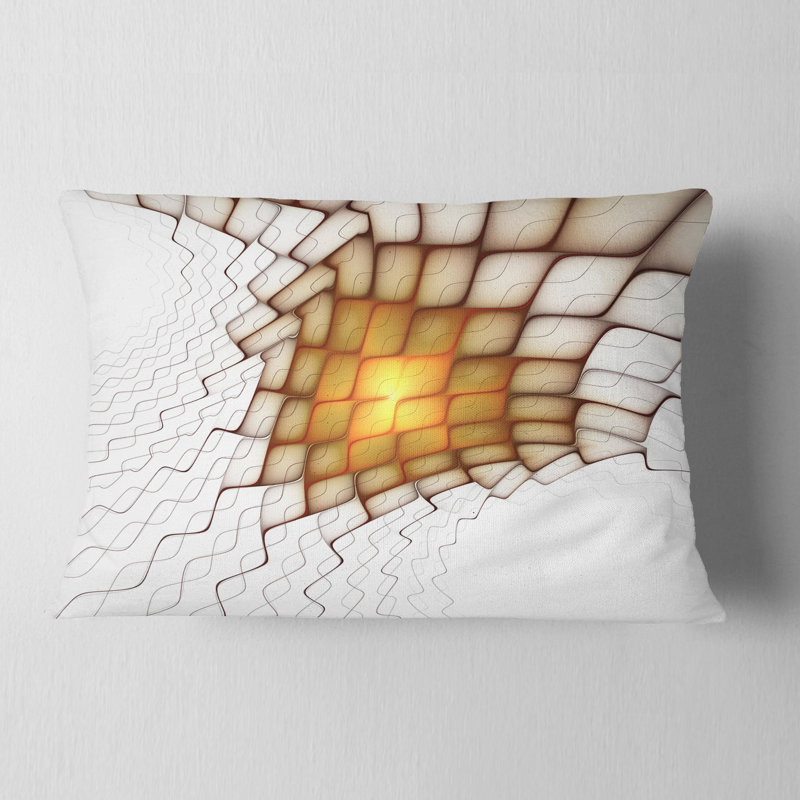Flammes jaunes sur blocs blancs - Coussin décoratif imprimé abstrait