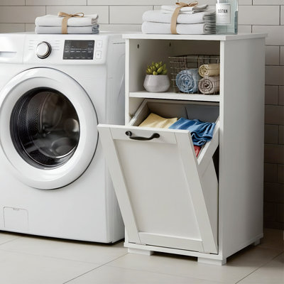 Armoire à linge, panier à linge en bois avec conception inclinable