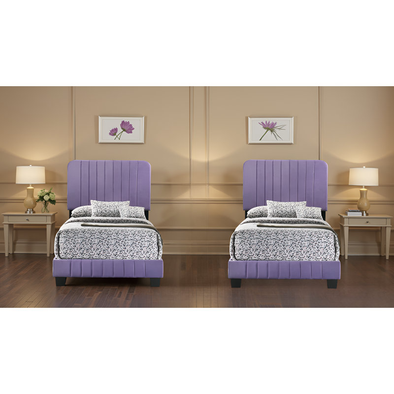 Ensemble de 2 lits simples Valletta, Lit simple, Mauve
