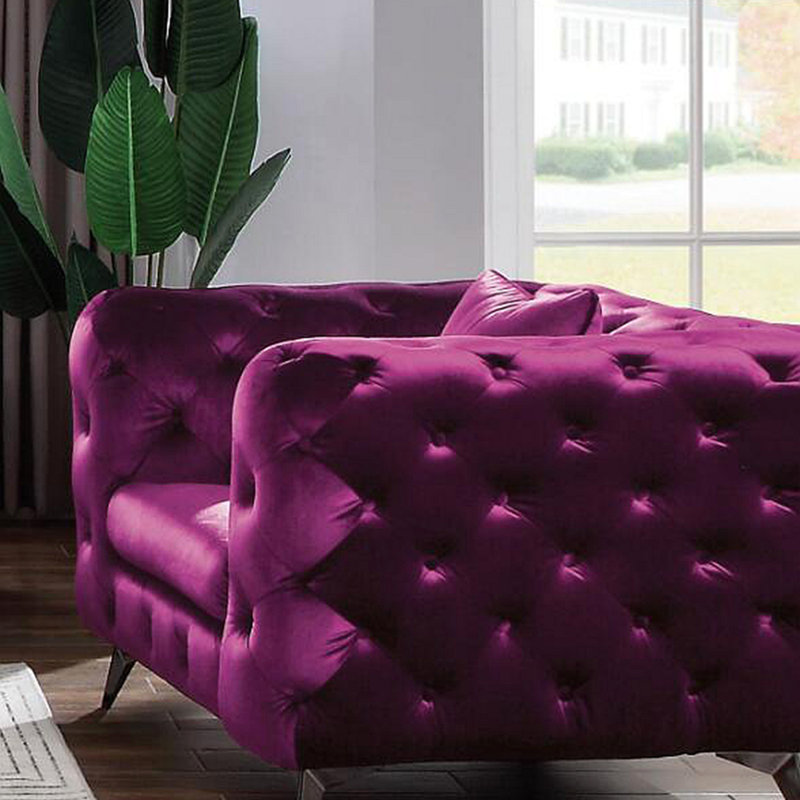Fauteuil Chesterfield large de 47,09 po Layota, Tissu mauve