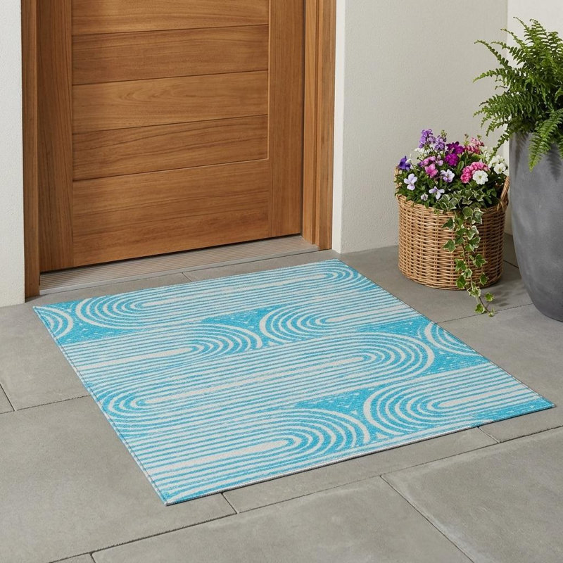 Tapis extérieur lavable antidérapant 3 pi x 5 pi bleu sarcelle