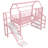 Twin Kids Loft Bed with Slide & Stairs, Metal House-Shaped Play Bed with Storage Shelves, Noise-Free Design, Pink-1472232260
