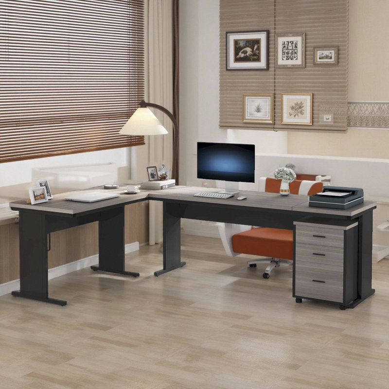 Bureau de direction en L 83 po - Style industriel