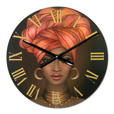 African American Woman with Turban V - Modern wall clock