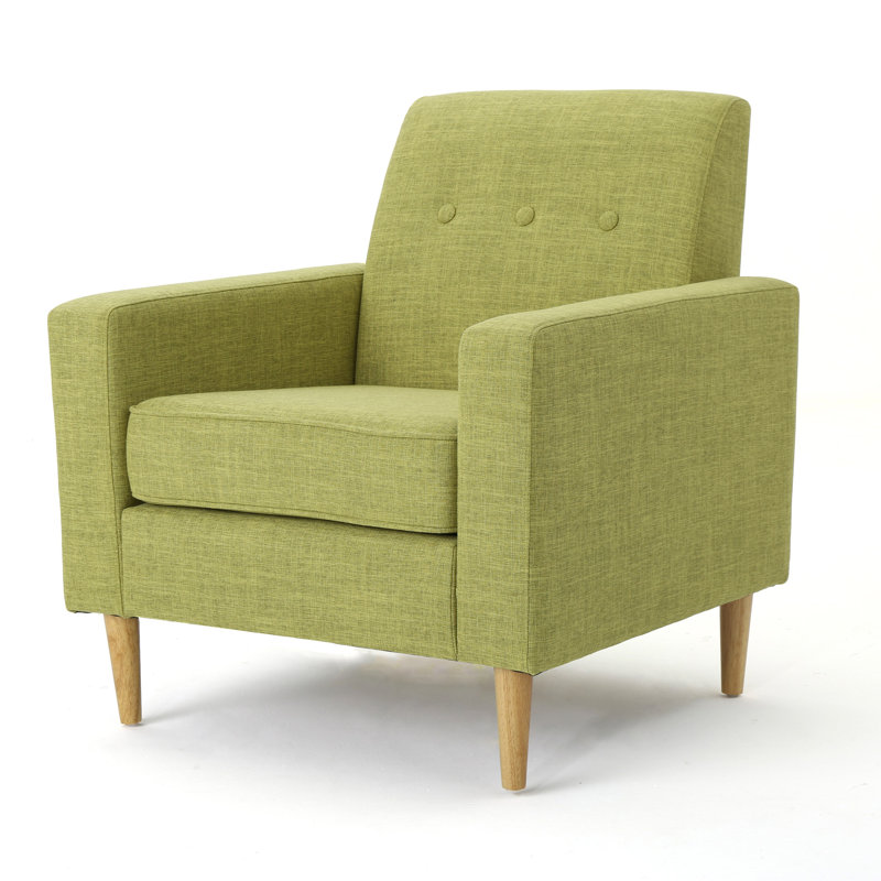 Fauteuil capitonné en polyester l 30,5 po Vytis, Tissu vert pâle