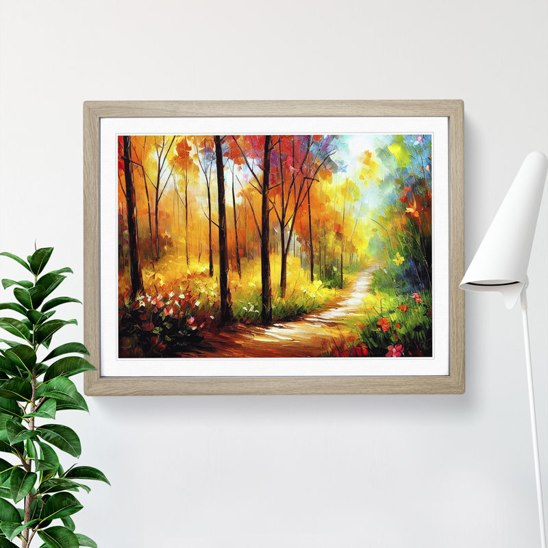 Magical Forest Vol.1 Abstract - Single Picture Frame Painting, 25cm H x 34cm W x 2cm D, Oak