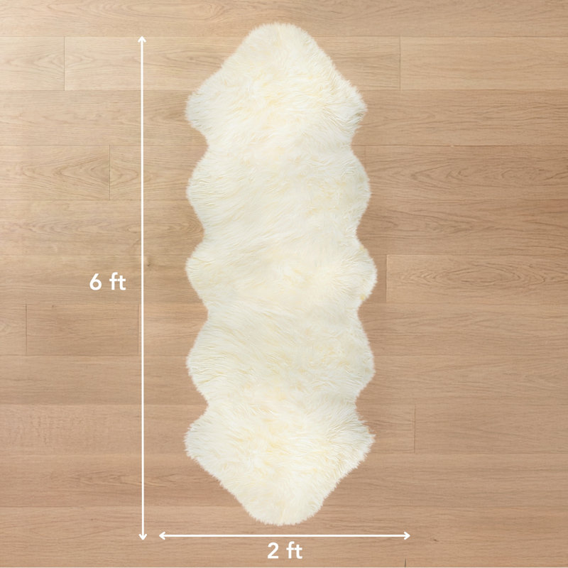Colello Natural New Zealand Sheepskin Area Rug, Novelty 2' x 6'
