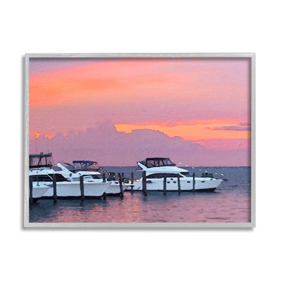Au-421-Giclée, bateau, coucher de soleil rose, paysage par Jeff Pica