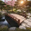 Pont de jardin artisanal en bois japonais-14662214