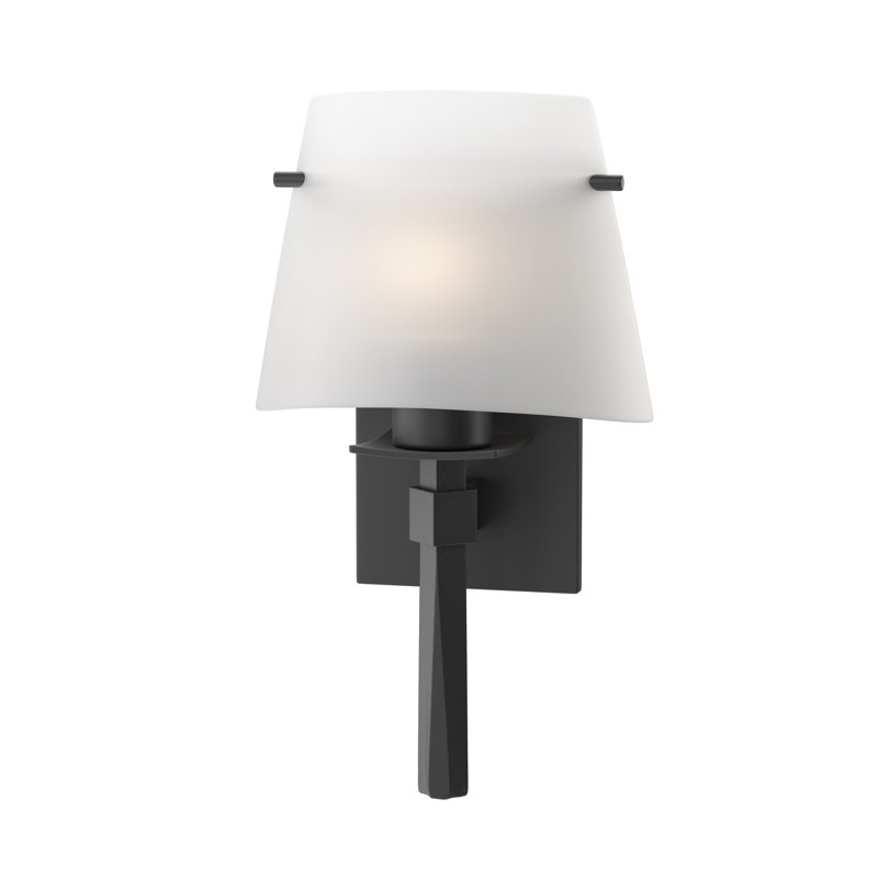 Beacon Hall Half Cone Glass Sconce, Black, Opal Glass