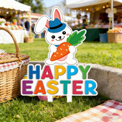 Easter Garden Stake Decorations Acrylic Yard Signs Outdoor Spring Decorations Lawns Ornaments - Suitable For Easter Parties Home Gardens And Egg Hunts