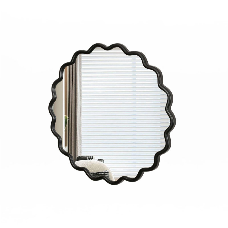 Miroir de meuble-lavabo mural en bois massif, 31 po x 31 po, Noir