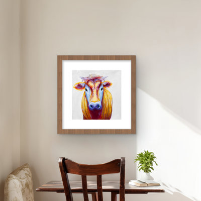 «Colorful Country Cow» - reproduction encadrée pour la décoration intérieure