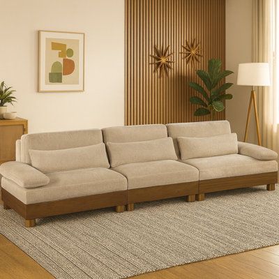 Turin 135.5" Chenille Fabric Upholstered 3Pc. Modular Sofa