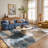 Rug Branch Terano 4' x 6' (3'10" x 5'6") Blue/Beige Abstract Indoor Area Rug, Contemporary, Medium Pile, Stain-Resistant Carpet - Living Room, Bedroom, Dining Room, and Kitchen-87892978