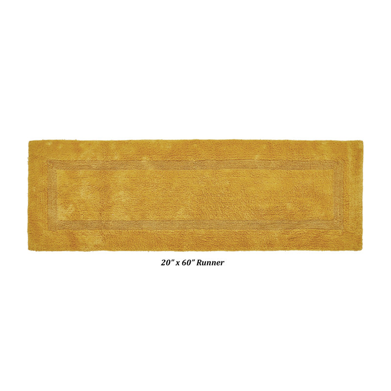 Rozanne Reversible Cotton Bath Rug, Yellow, 20" x 60" Runner