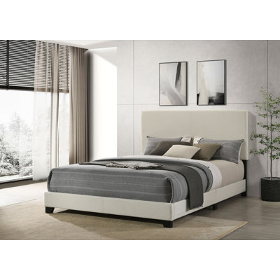 Dorian Fabric Upholstered Queen Panel Bed Cream
