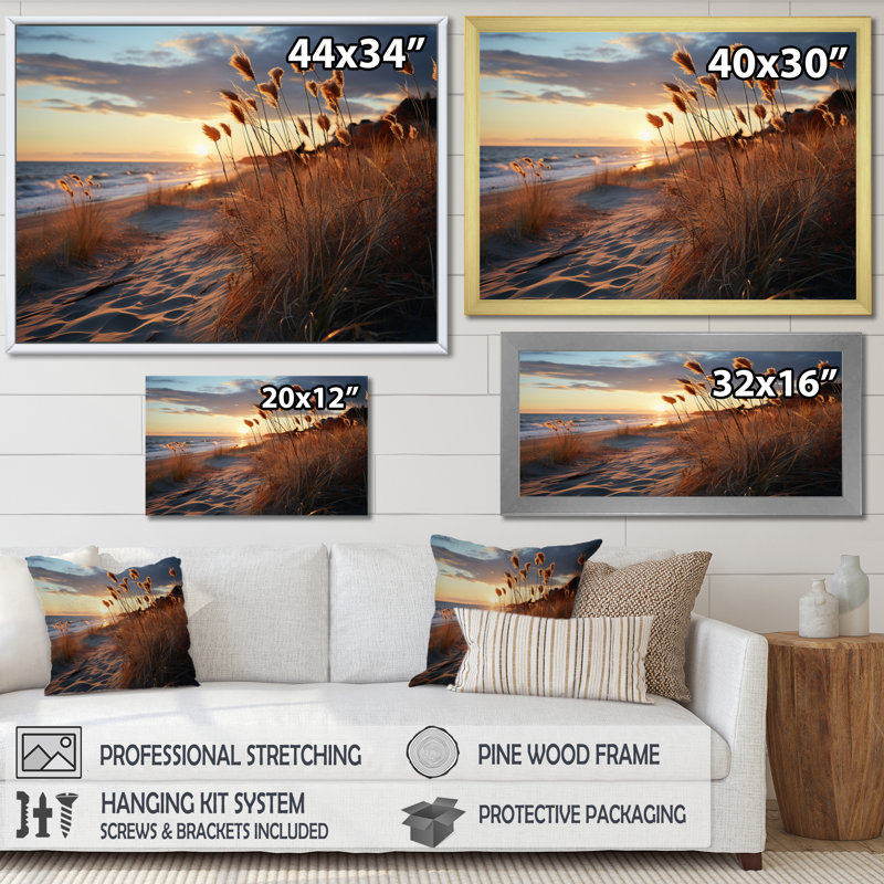 Golden Sands A hypnotisant XVII sur toile, H 24 po x l 32 po x P 1 po, Cadre photo noir