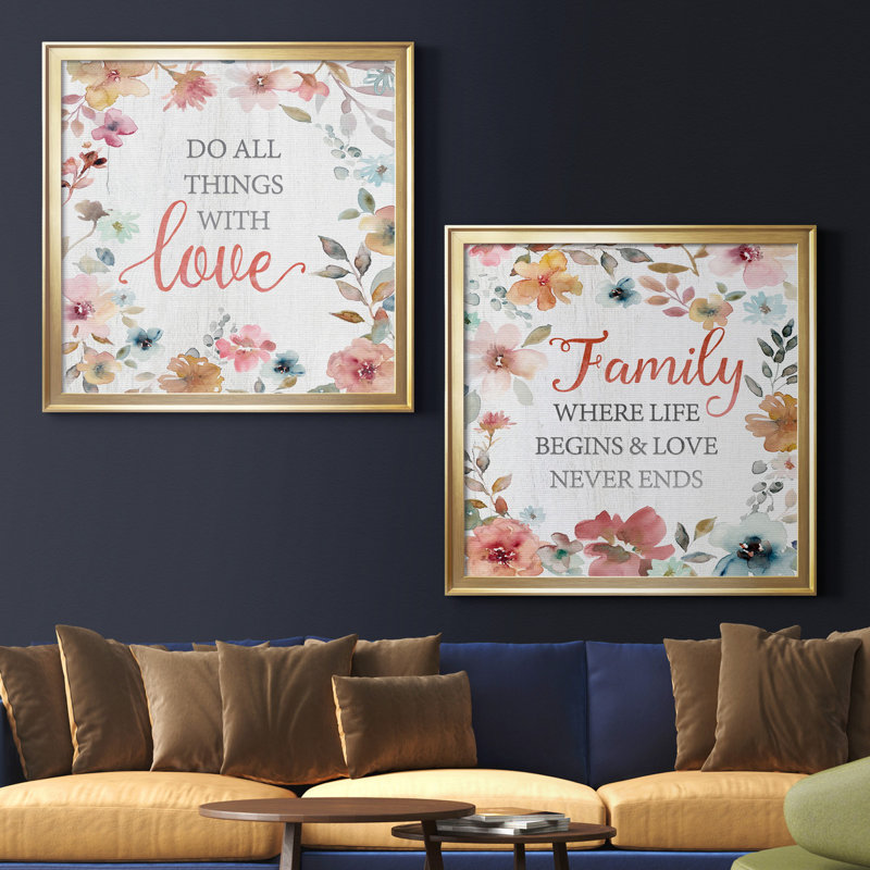 «Do All Things», ensemble de 2 impressions, H 17,5 po x l 35 po x P 1,5 po, Toile encadrée d'or, Pas de tapis
