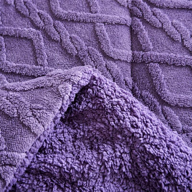 Knitted-Borrego2023-09 Throw Blanket, Purple, Queen