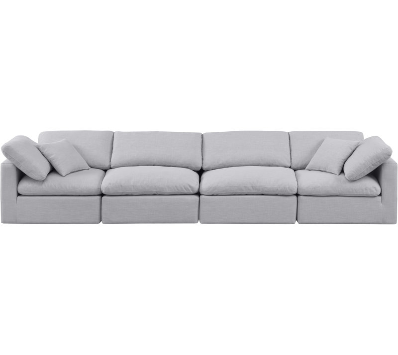 Itala Upholstered 140'' Sofa, Grey Linen Textured Fabric