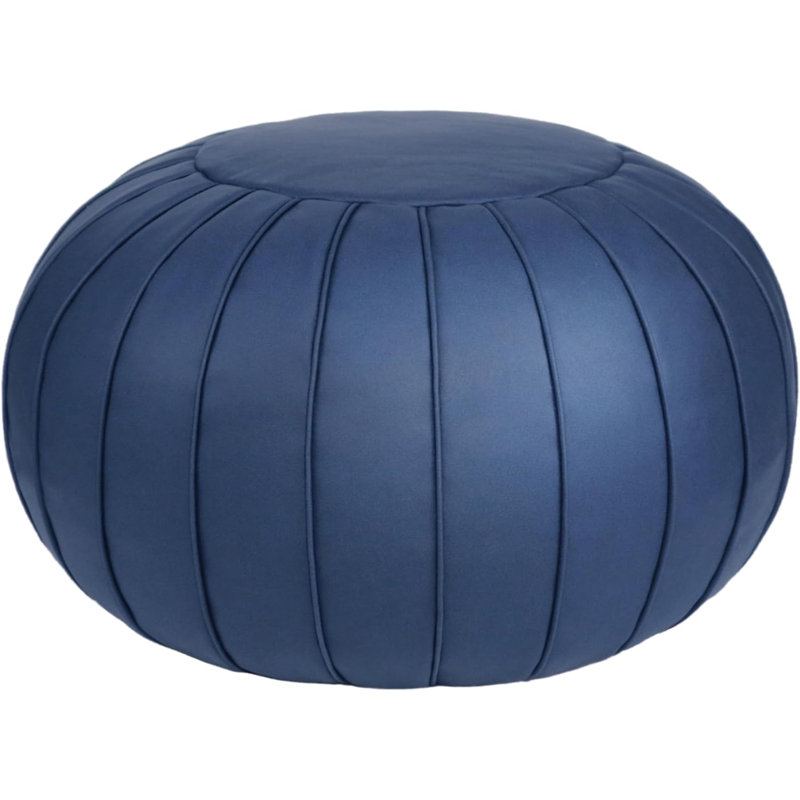Cohill Upholstered Pouf, Blue Leather Match/Leather